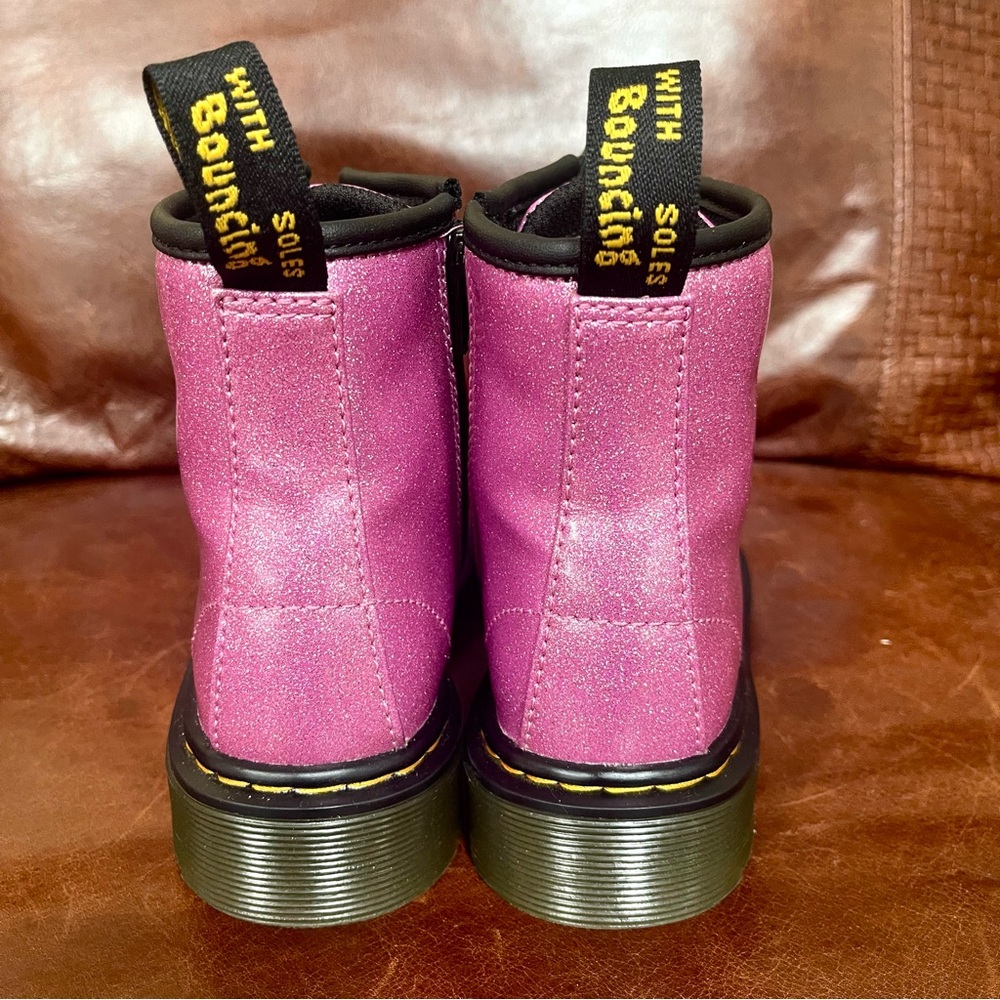 Dr.Martens Iconic 1460 Sparkly Color-Shifting Glitter Junior Boots In Pink Color - Picture 8 of 14